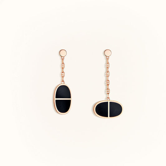 [Grace Jewelry]CHAINE VERSO BLACK CERAMIC EARRINGS