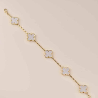 [Grace Jewelry]CLOVER  5 MOTIF WHITE MOP BRACELET