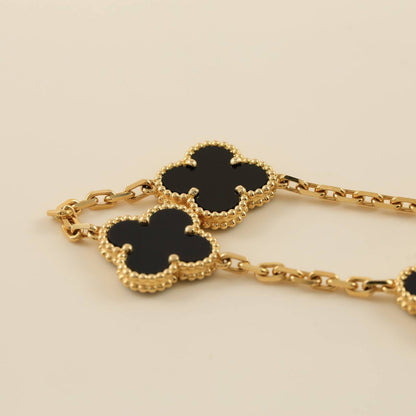 [Grace Jewelry]CLOVER  5 MOTIFS BLACK ONYX BRACELET