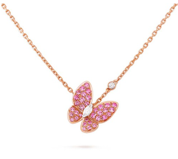 [Grace Jewelry]BUTTERFLY RED DIAMOND ROSE GOLD NECKLACE