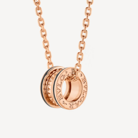 [Grace Jewelry]ZERO 1 ROCK PEDANT PINK GOLD BLACK NECKLACE