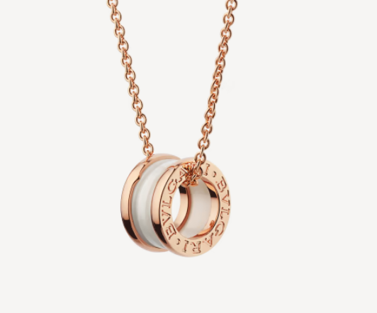 [Grace Jewelry]ZERO 1 WHITE CERAMIC PINK GOLD NECKLACE