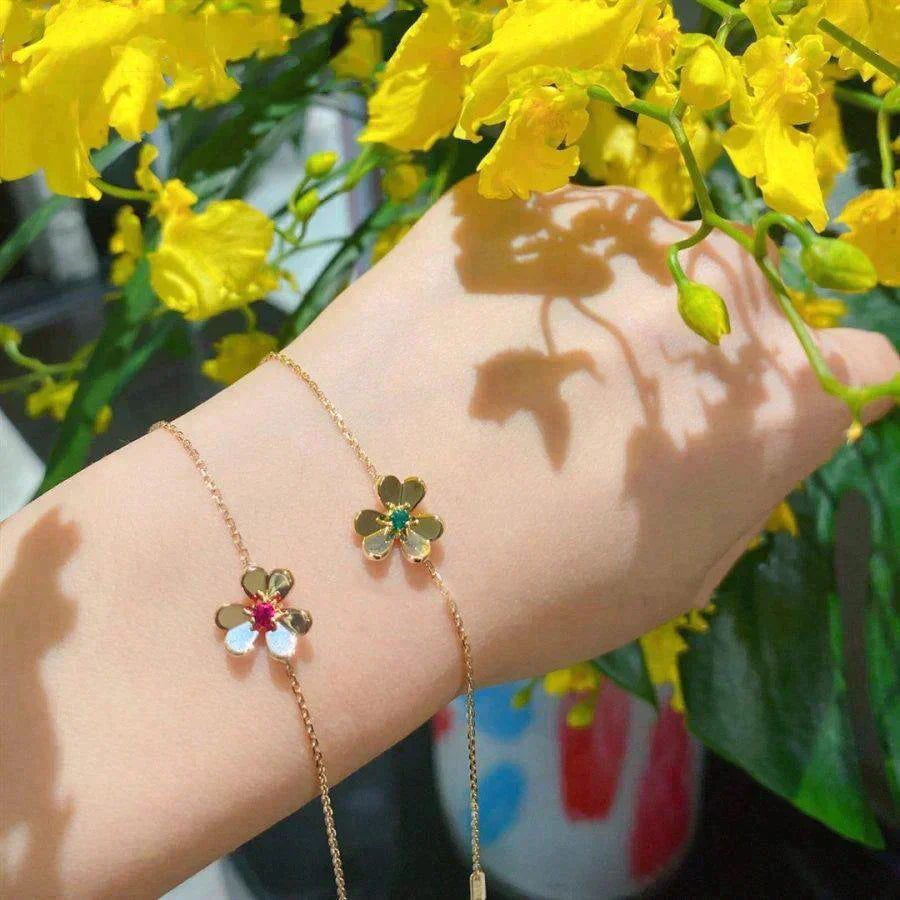 [Grace Jewelry]FRIVOLE GOLD FLOWER PINK MALACHITE BRACELET