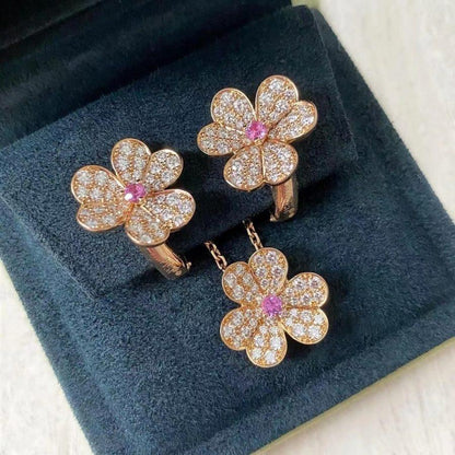 [Grace Jewelry]FRIVOLE PINK GOLD FLOWER DIAMOND EARRINGS