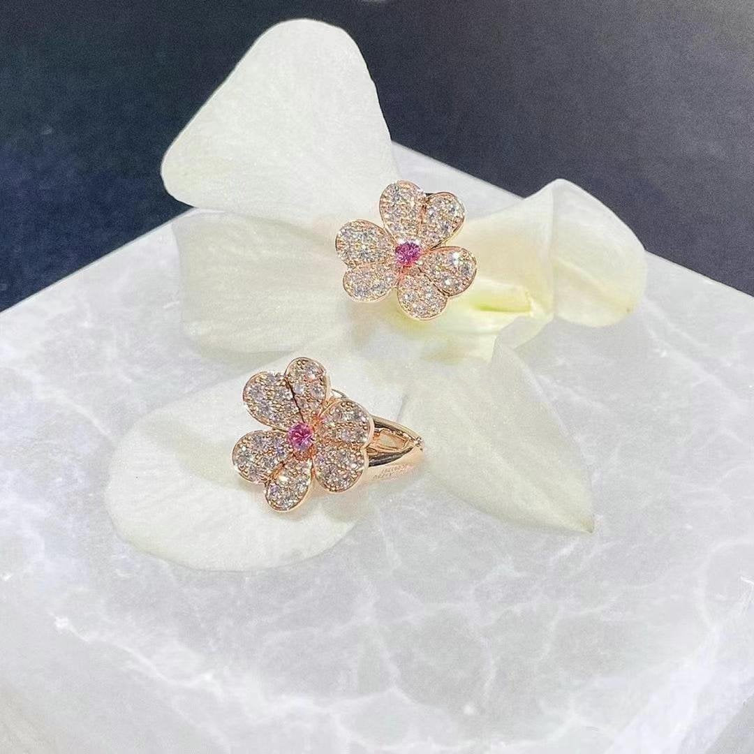 [Grace Jewelry]FRIVOLE PINK GOLD FLOWER DIAMOND EARRINGS