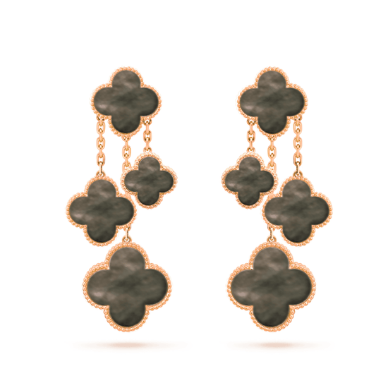 [Grace Jewelry]CLOVER EARRINGS DARK MOP 4 MOTIFS ROSE GOLD