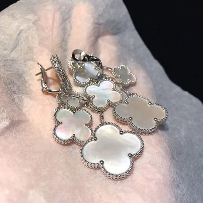 [Grace Jewelry]CLOVER EARRINGS WHITE MOP 4 MOTIFS SILVER