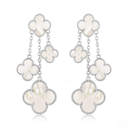 [Grace Jewelry]CLOVER EARRINGS WHITE MOP 4 MOTIFS SILVER