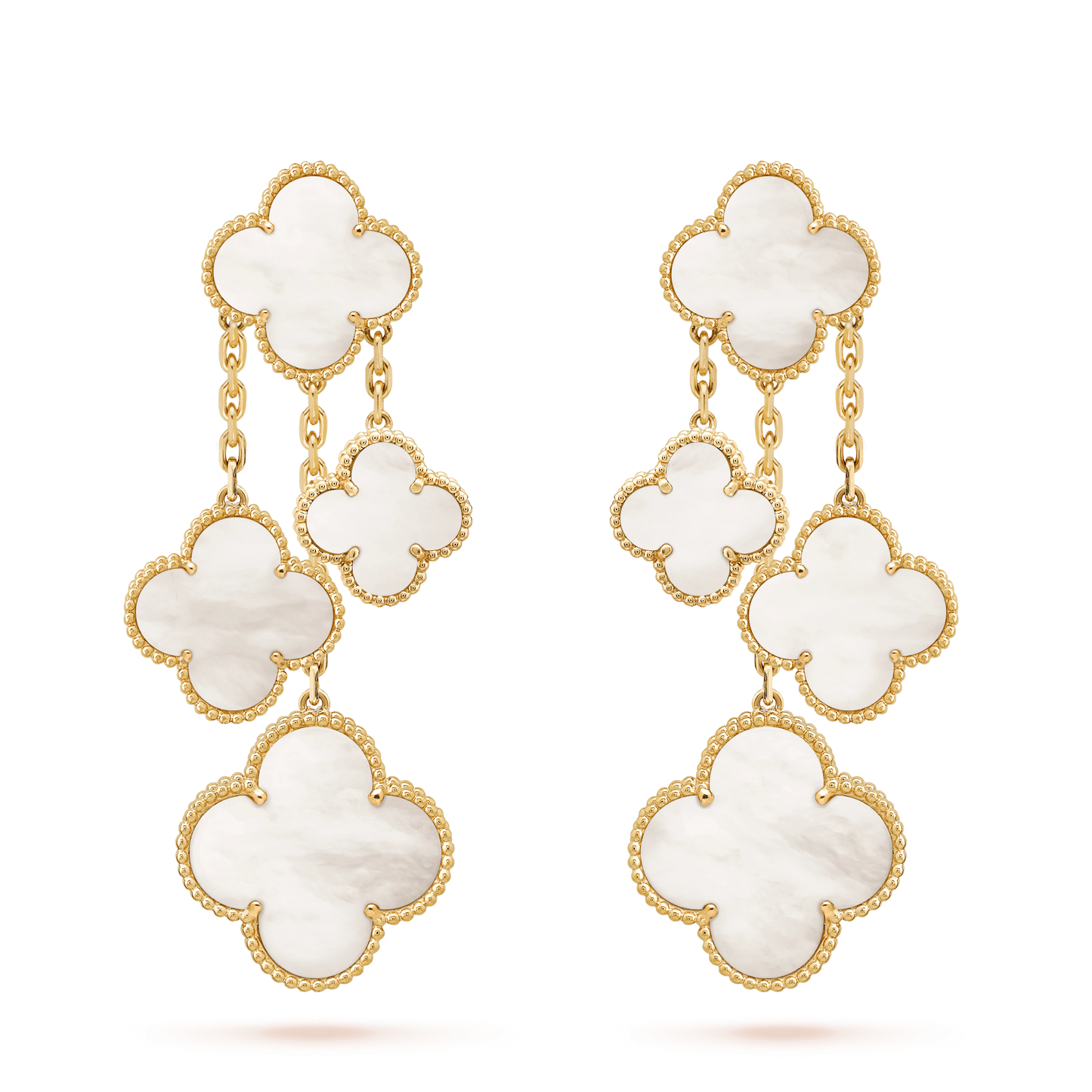 [Grace Jewelry]CLOVER EARRINGS WHITE MOP 4 MOTIFS GOLD