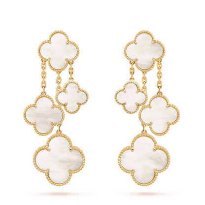 [Grace Jewelry]CLOVER EARRINGS WHITE MOP 4 MOTIFS GOLD