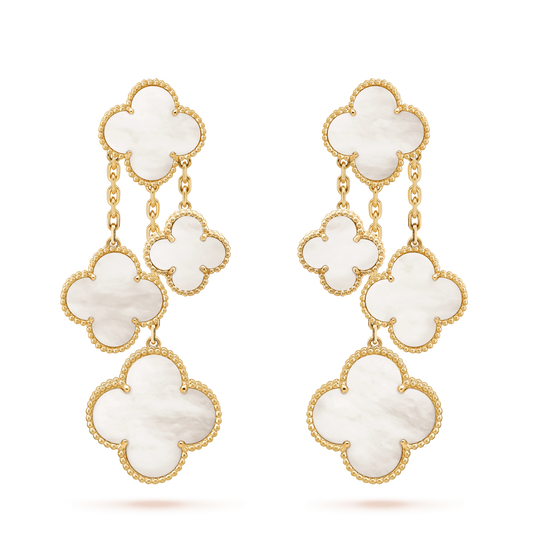 [Grace Jewelry]CLOVER EARRINGS WHITE MOP 4 MOTIFS GOLD