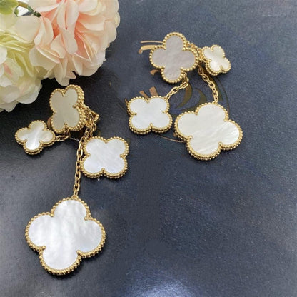 [Grace Jewelry]CLOVER EARRINGS WHITE MOP 4 MOTIFS GOLD