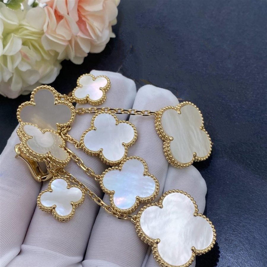 [Grace Jewelry]CLOVER EARRINGS WHITE MOP 4 MOTIFS GOLD