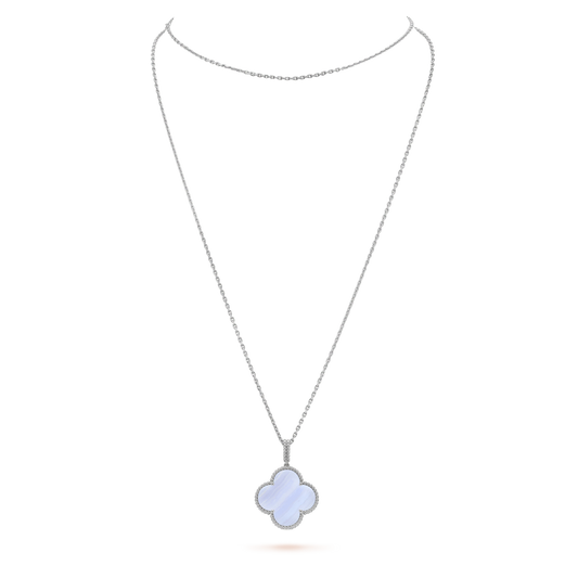 [Grace Jewelry]CLOVER SILVER CHALCEDONY BIG CLOVER NECKLACE