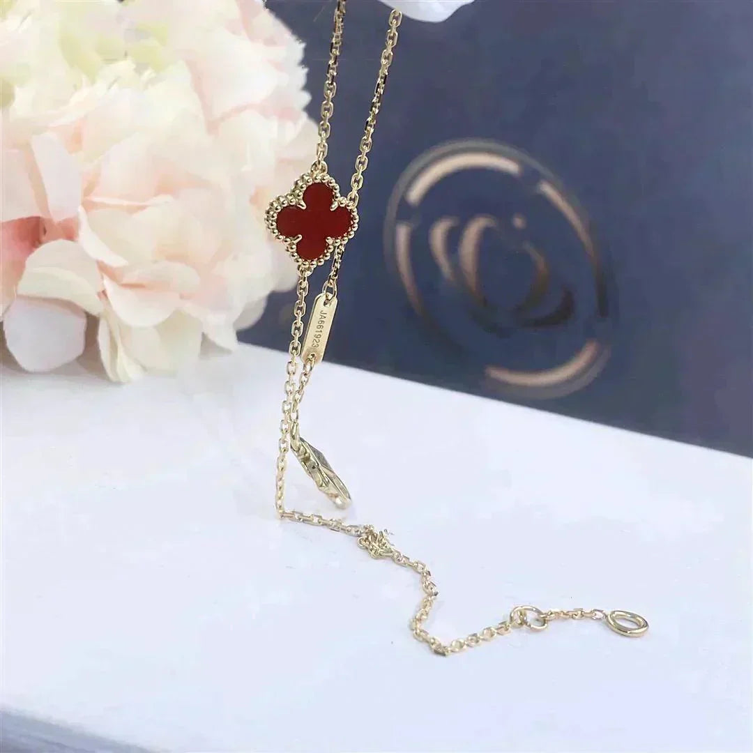 [Grace Jewelry]CLOVER  CARNELIAN SINGLE FLOWER BRACELET