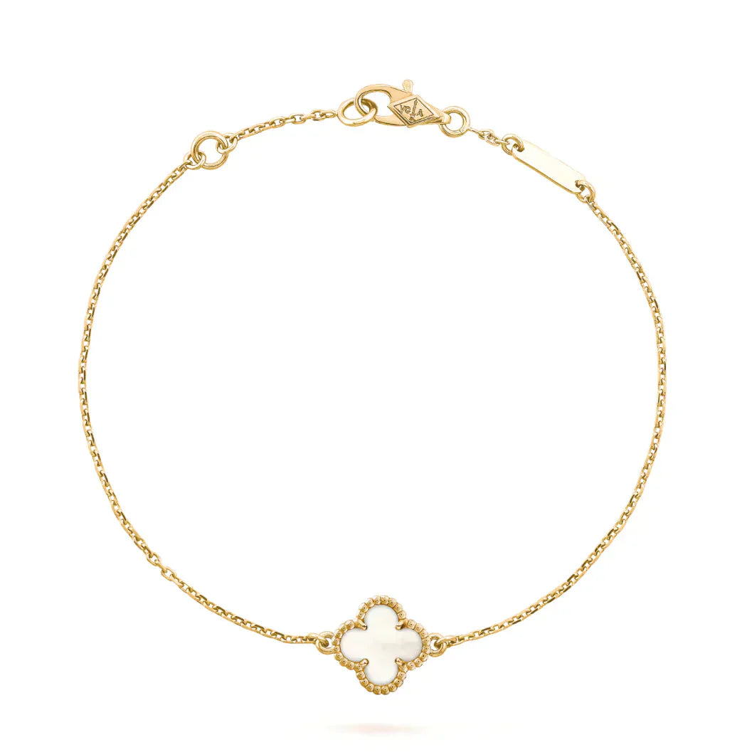 [Grace Jewelry]CLOVER WHITE MOP SINGLE FLOWER BRACELET