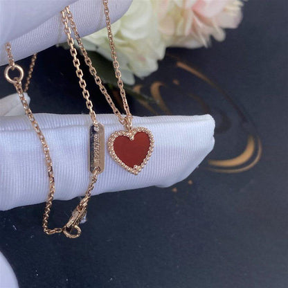 [Grace Jewelry]SWEET CLOVER CARNELIAN HEART NECKLACE