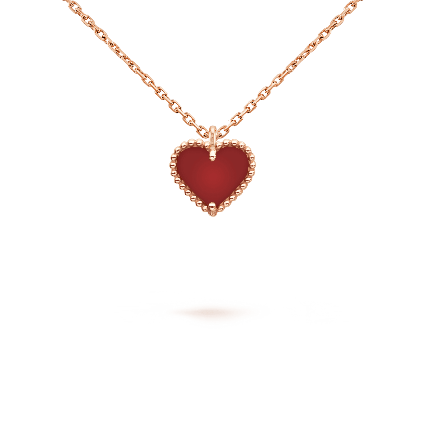 [Grace Jewelry]SWEET CLOVER CARNELIAN HEART NECKLACE