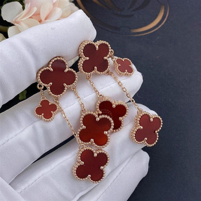 [Grace Jewelry]CLOVER EARRINGS CARNELIAN 4 MOTIFS PINK GOLD