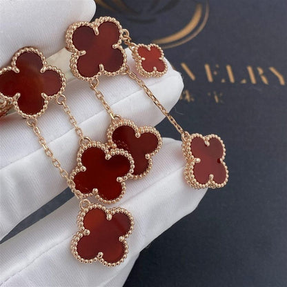 [Grace Jewelry]CLOVER EARRINGS CARNELIAN 4 MOTIFS PINK GOLD