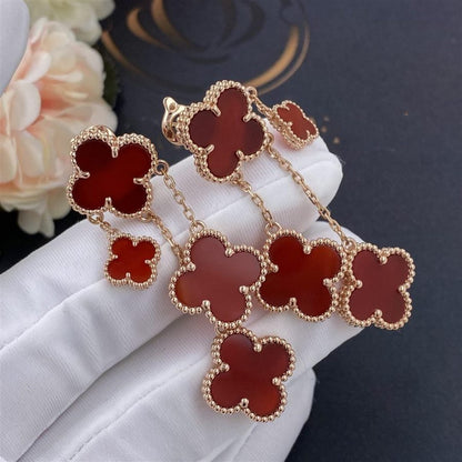 [Grace Jewelry]CLOVER EARRINGS CARNELIAN 4 MOTIFS PINK GOLD