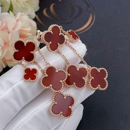 [Grace Jewelry]CLOVER EARRINGS CARNELIAN 4 MOTIFS PINK GOLD