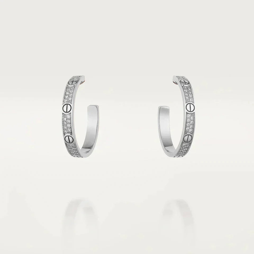 [Grace Jewelry]LOVE DIAMOND SILVER HOOP EARRINGS