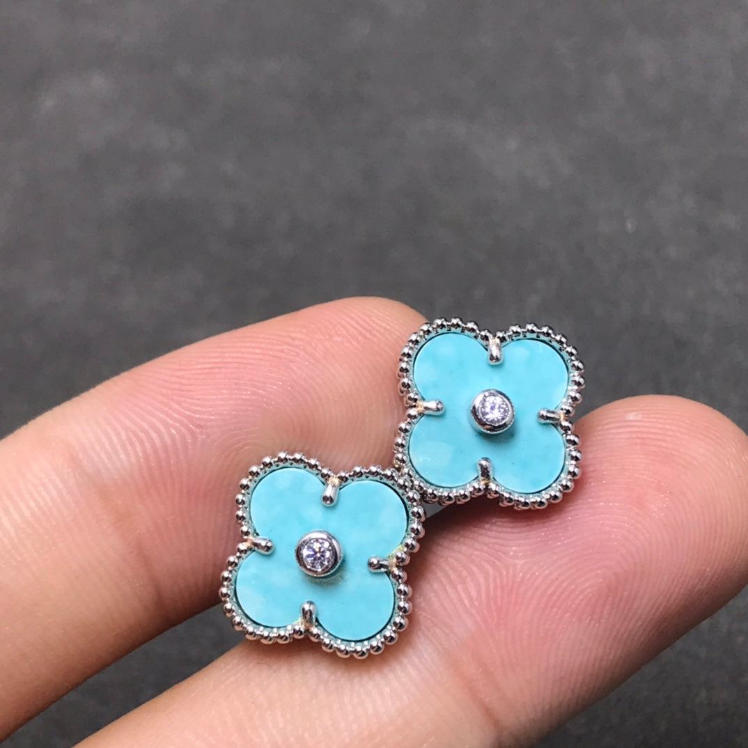 [Grace Jewelry]CLOVER 1 DIAMOND BLUE SKY SILVER EARRINGS