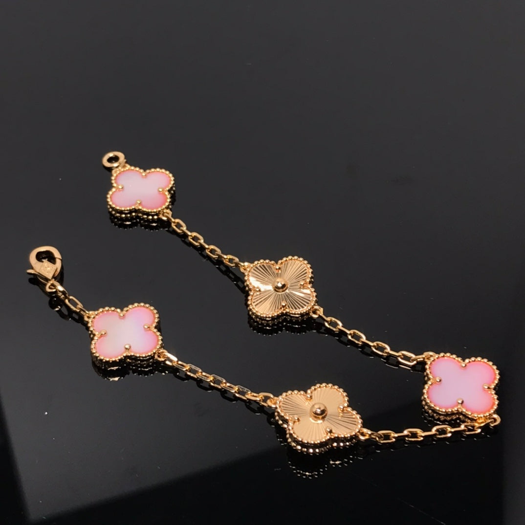 [Grace Jewelry]CLOVER BRACELET 5 MOTIF PINK AND PINK GOLD