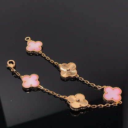 [Grace Jewelry]CLOVER BRACELET 5 MOTIF PINK AND PINK GOLD