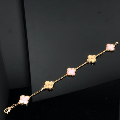 [Grace Jewelry]CLOVER BRACELET 5 MOTIF PINK AND PINK GOLD