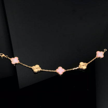 [Grace Jewelry]CLOVER BRACELET 5 MOTIF PINK AND PINK GOLD