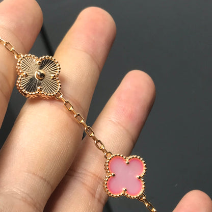 [Grace Jewelry]CLOVER BRACELET 5 MOTIF PINK AND PINK GOLD