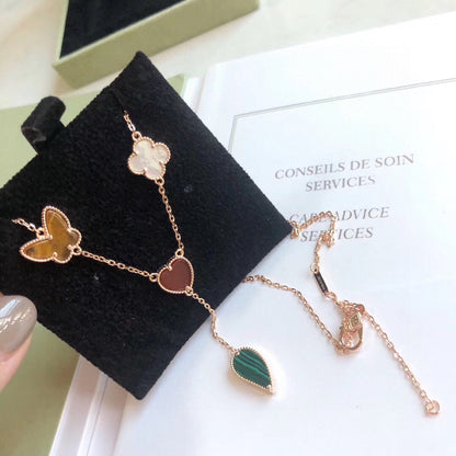 [Grace Jewelry]LUCKY SPRING 4 MOTIFS ROSE GOLD NECKLACE